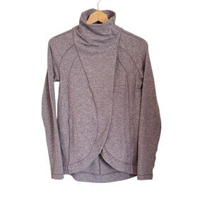 Lululemon Rulu Rally Heathered Graphite Purple Wrap Sweater size 4